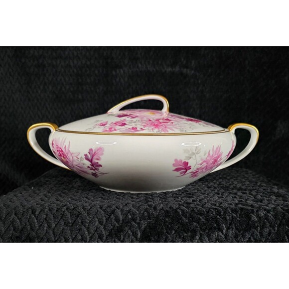 Vintage Noritake Pink Chrysanthemum Gold Trim 4 Pc Serving Set Japan 1950s-1960s - Picture 6 of 16